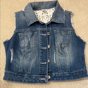 Guess Distressed Blue Denim Vest